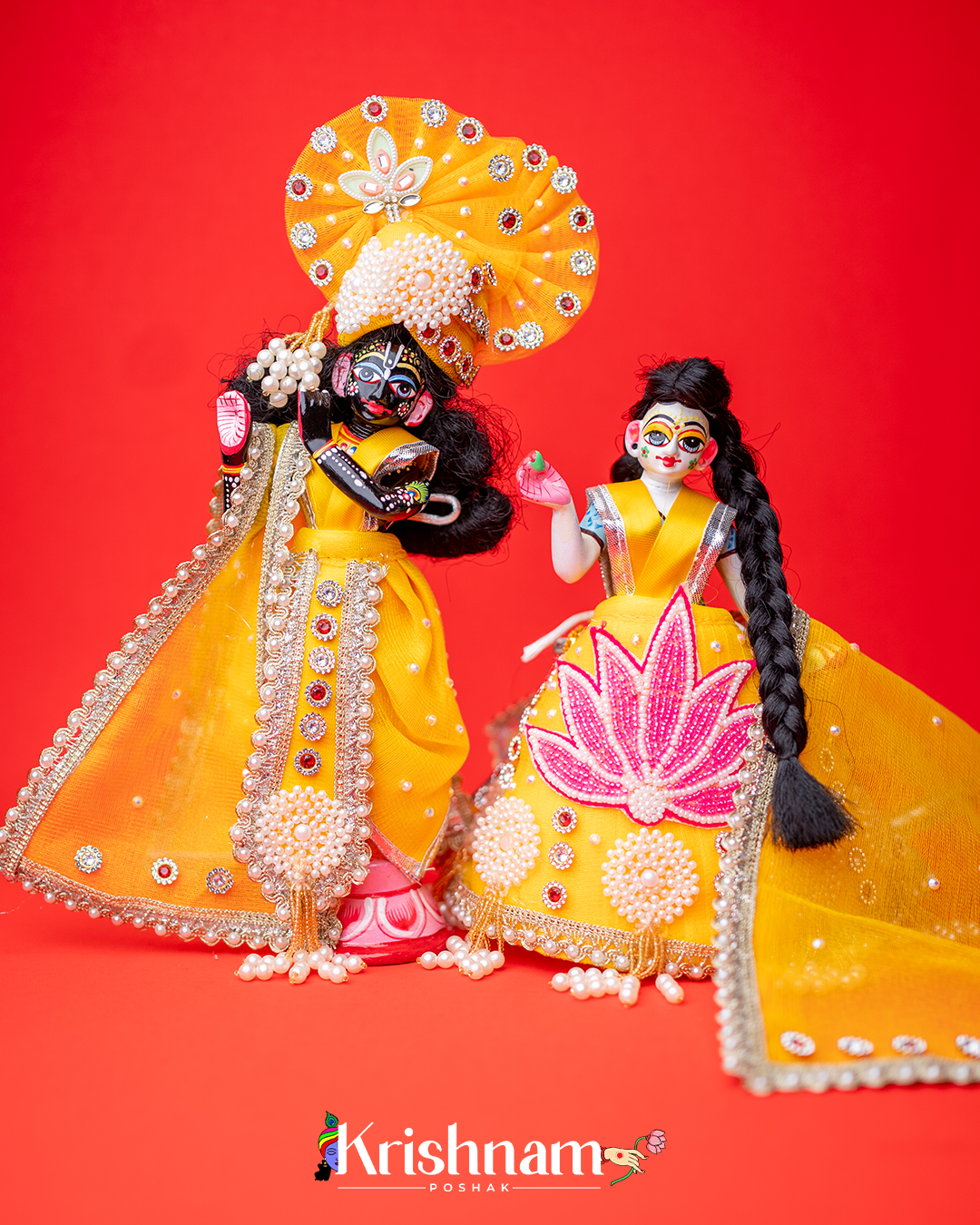 Yellow Lotus Heavy dress for Radha Krishna ji – Krishnam Poshak