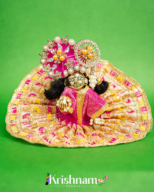 Velvet Pink Dress for Laddu Gopal (Pagdi Not Included) Krishnam Poshak