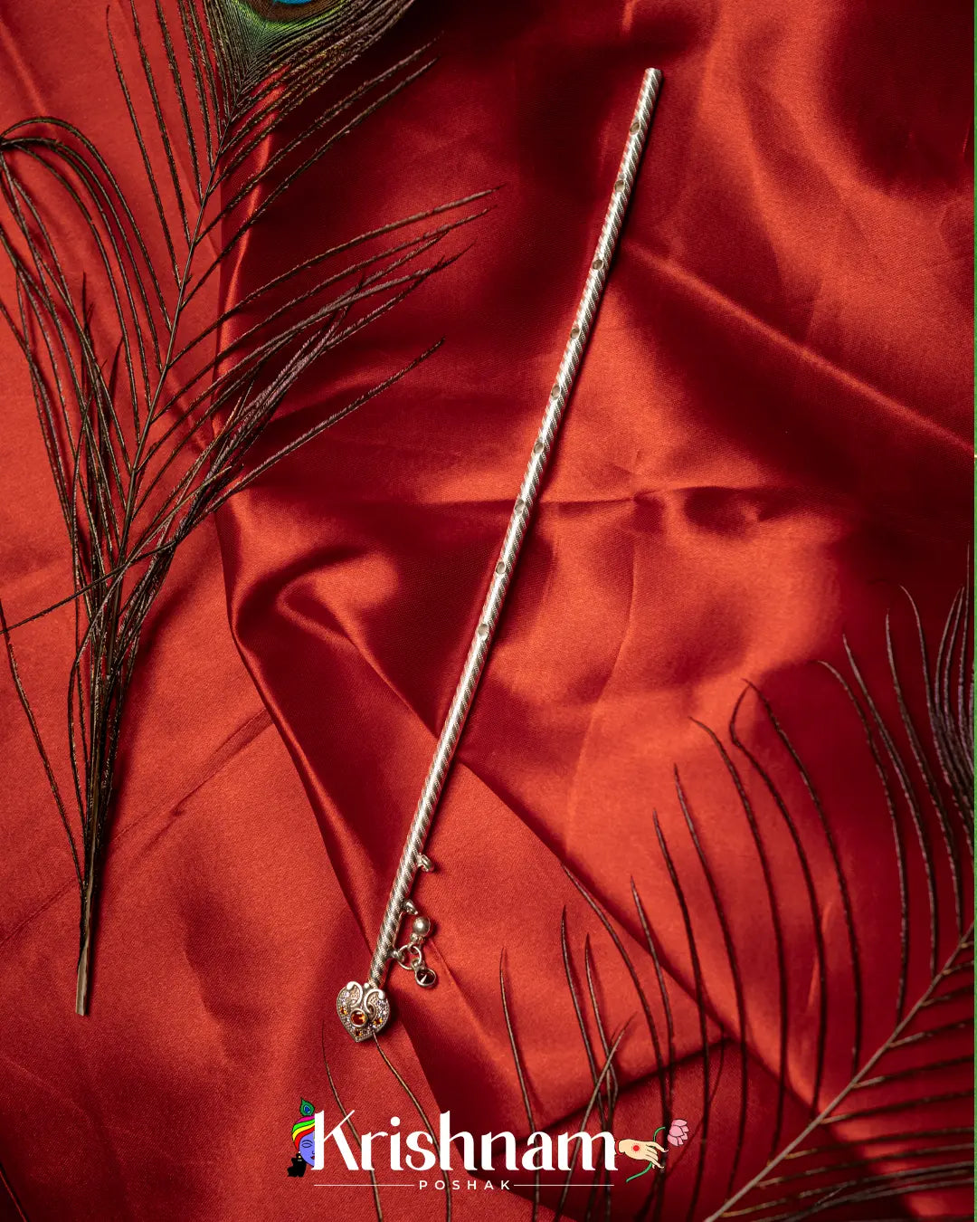 Elegant Holy Silver Handmade Shree Krishna flute & Laddu Gopala Flute (26.5 Grams Approx.) - Krishnam Poshak