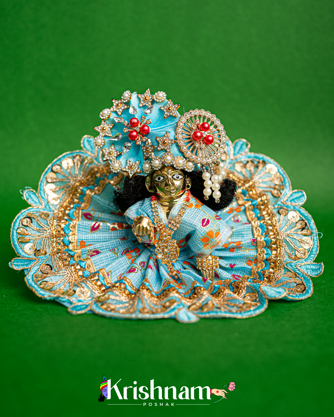 Blue Kota Doria Dress for Laddu Gopal Poshak (Pagdi Not Included)