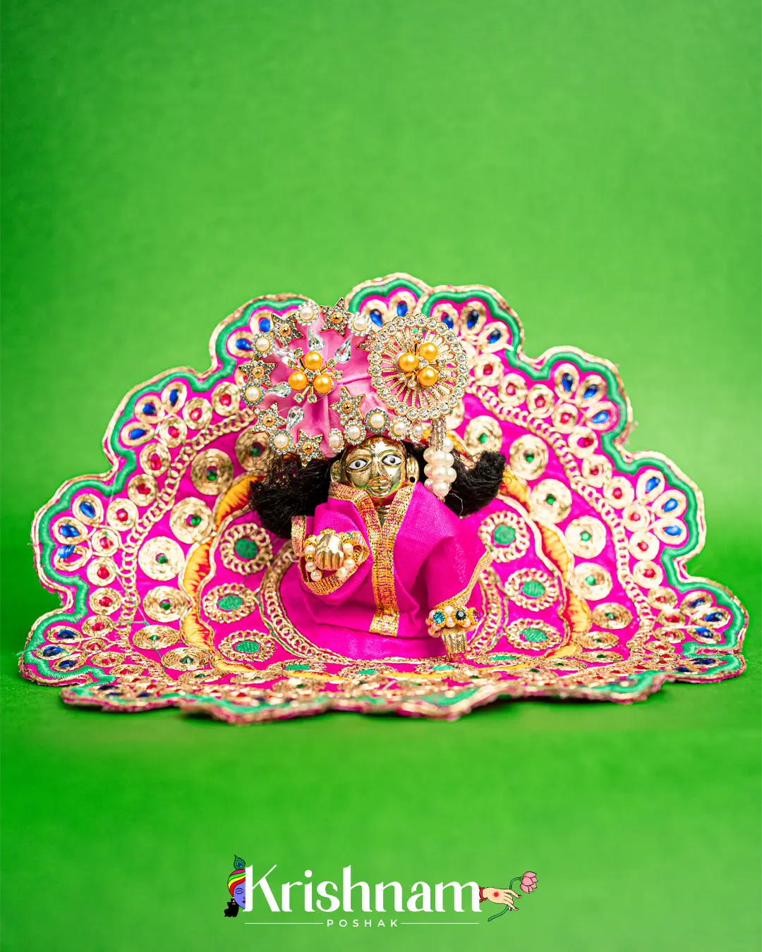 Pink Dress for Laddu Gopal (Pagdi Not Included) Krishnam Poshak