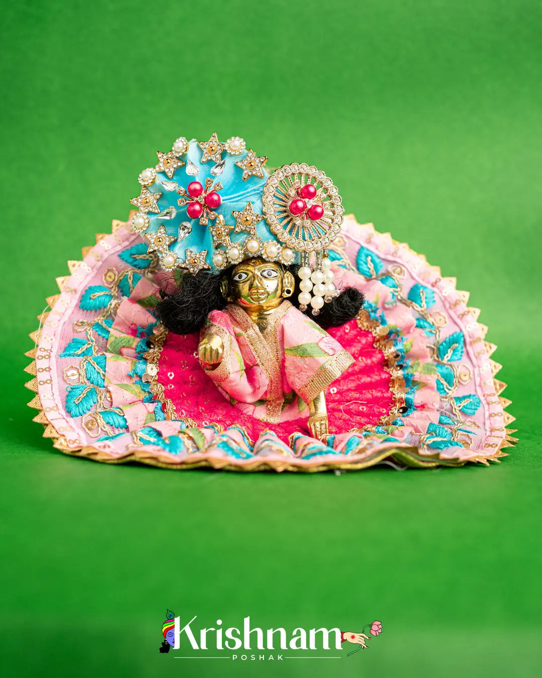 Cotton Pink Dress For Laddu Gopal (Without Pagdi ) - Krishnam Poshak