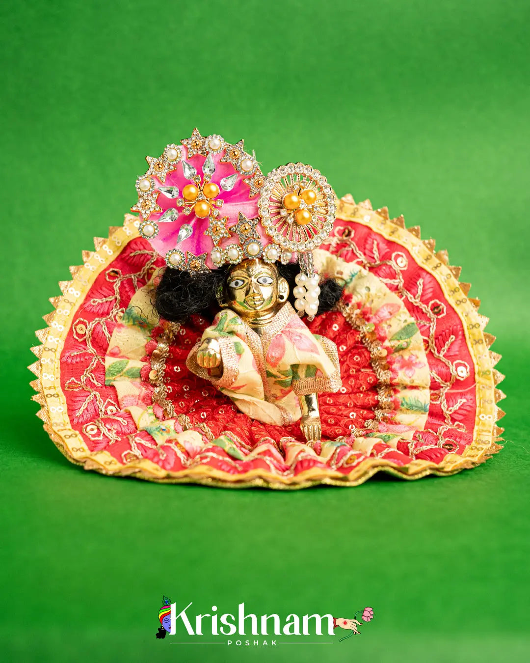 Cotton Red Dress For Laddu Gopal (Without Pagdi ) - Krishnam Poshak