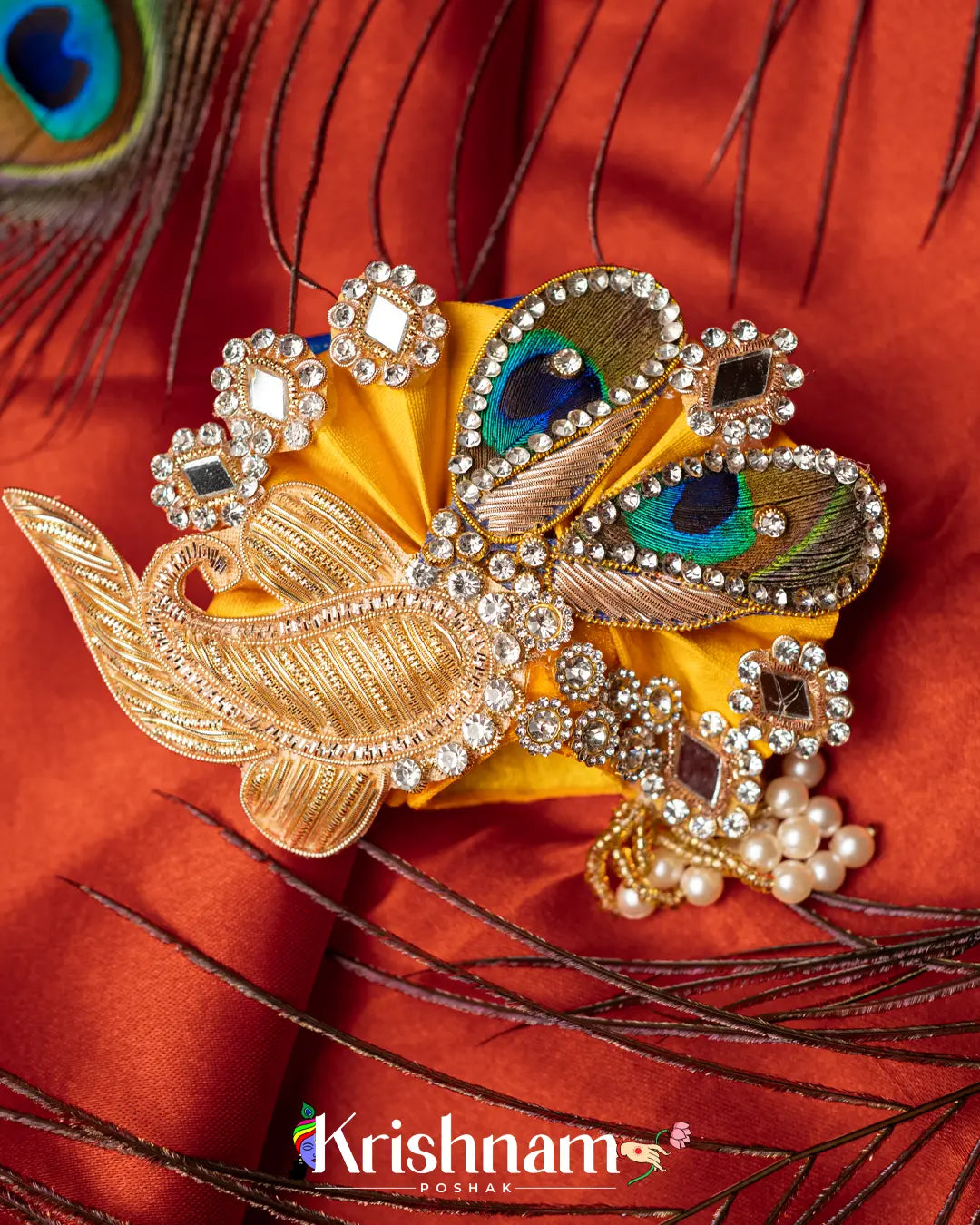 Handmade Heavy Pagdi For Shri Krishna & Laddu Gopal Ji - Krishnam Poshak