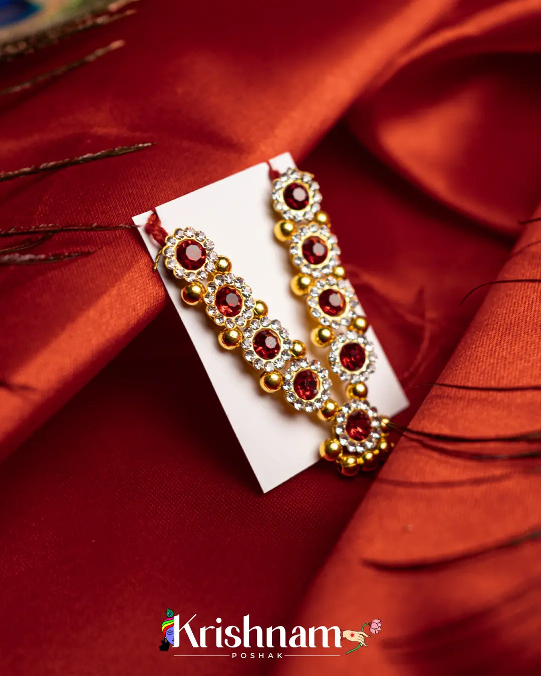 Kundan Moti Neck Mala for Shri Krishna, Radha & Laddu Gopal Ji (Size 0to4) - Krishnam Poshak