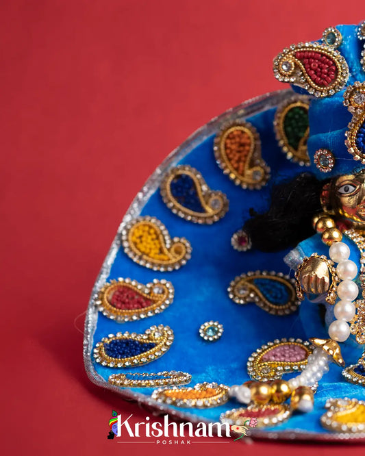 Blue Soft Velvet Heavy Laddu Gopal Dress (Pagdi & Patka Included) - Krishnam Poshak