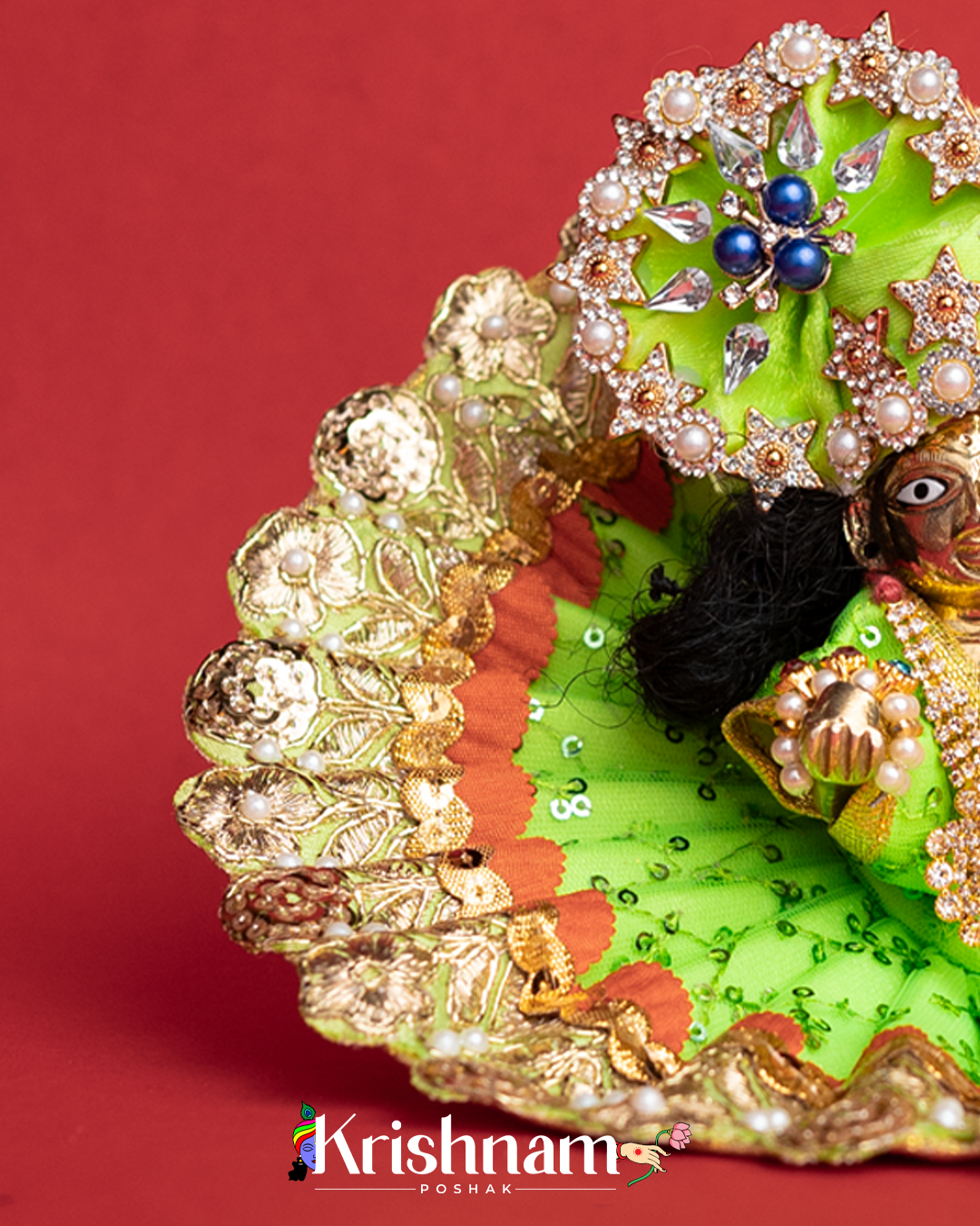 Green Dress With Gotta for Laddu Gopal (Pagdi Not Included)