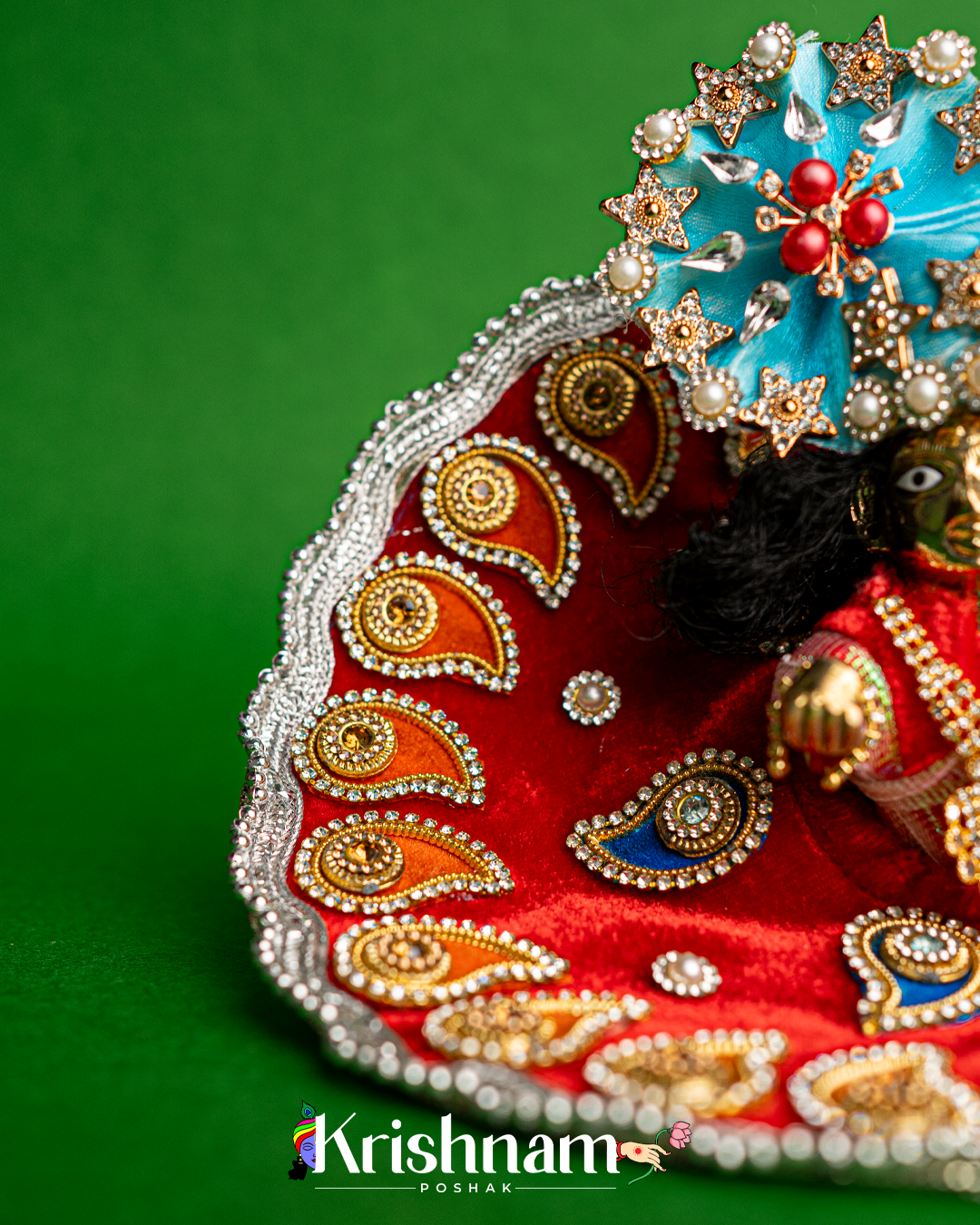 Red Soft Velvet Heavy Dress for Laddu Gopal (Patka Included & Pagdi Not Included)