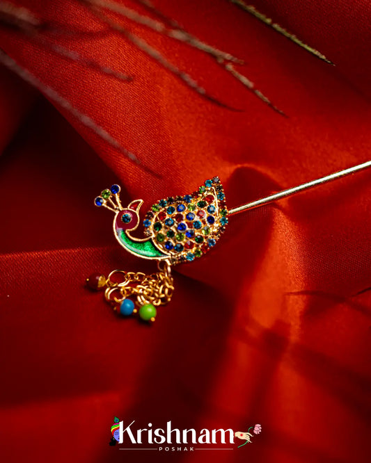 Kundan Peacock Bansuri for Shri Krishna & Laddu Gopal Ji (Size 3to6) - Krishnam Poshak