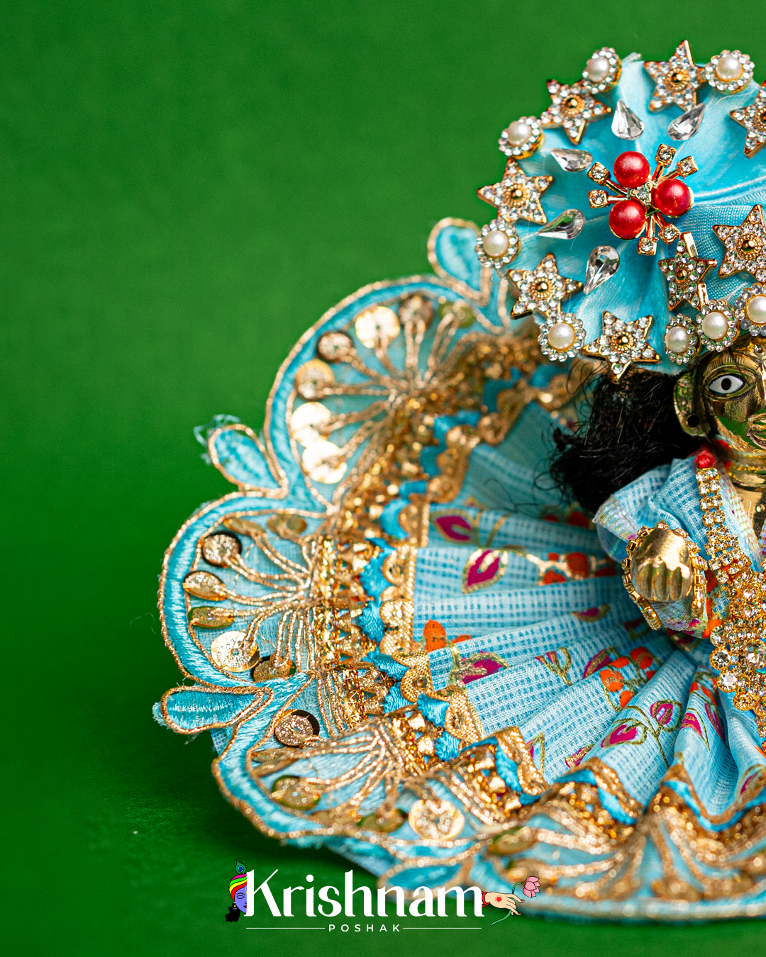 Blue Kota Doria Dress for Laddu Gopal Poshak (Pagdi Not Included)