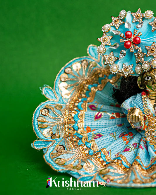 Blue Kota Doria Dress for Laddu Gopal Poshak (Pagdi Not Included) Krishnam Poshak