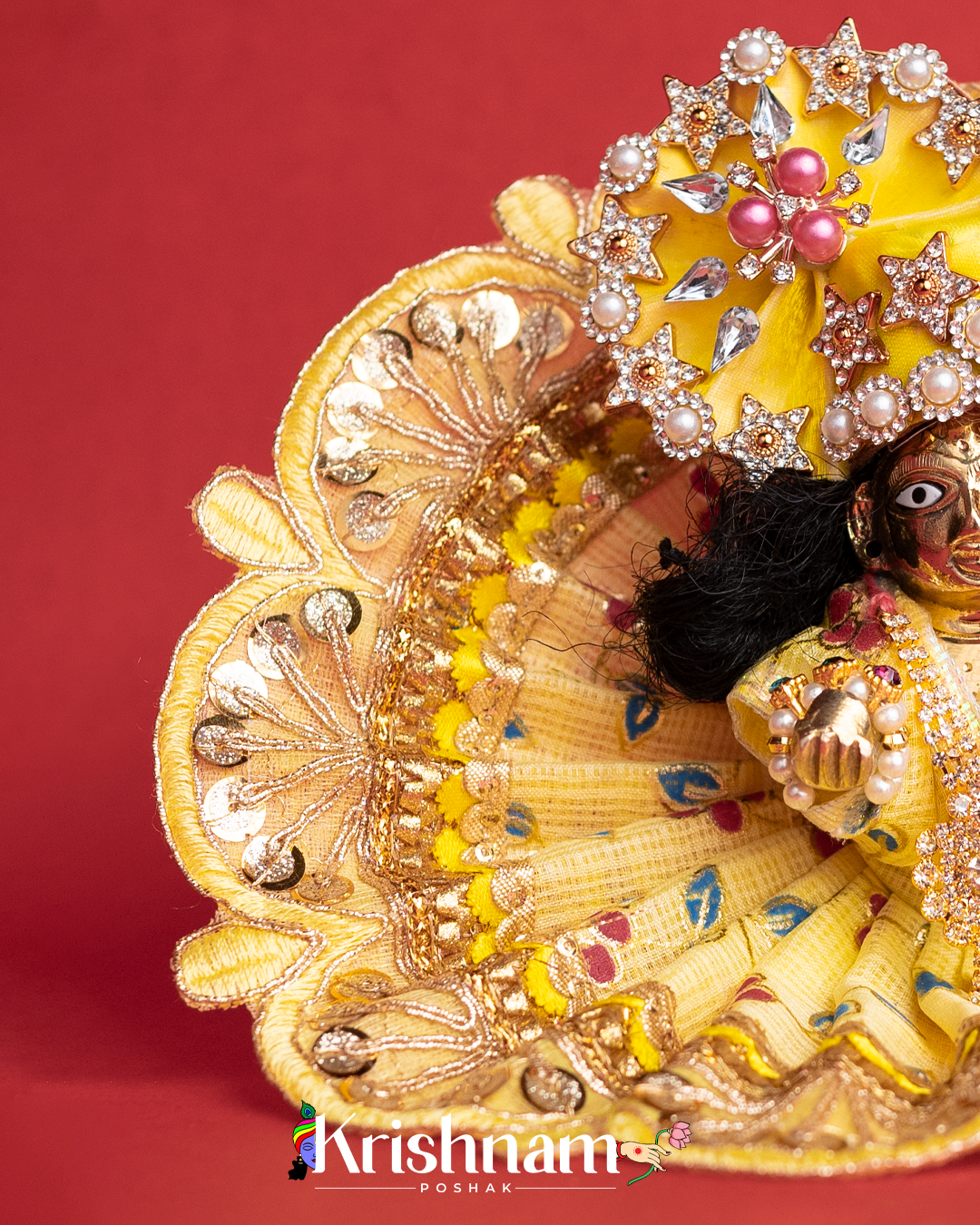 Yellow Kota Doria Dress for Laddu Gopal (Pagdi Not Included)