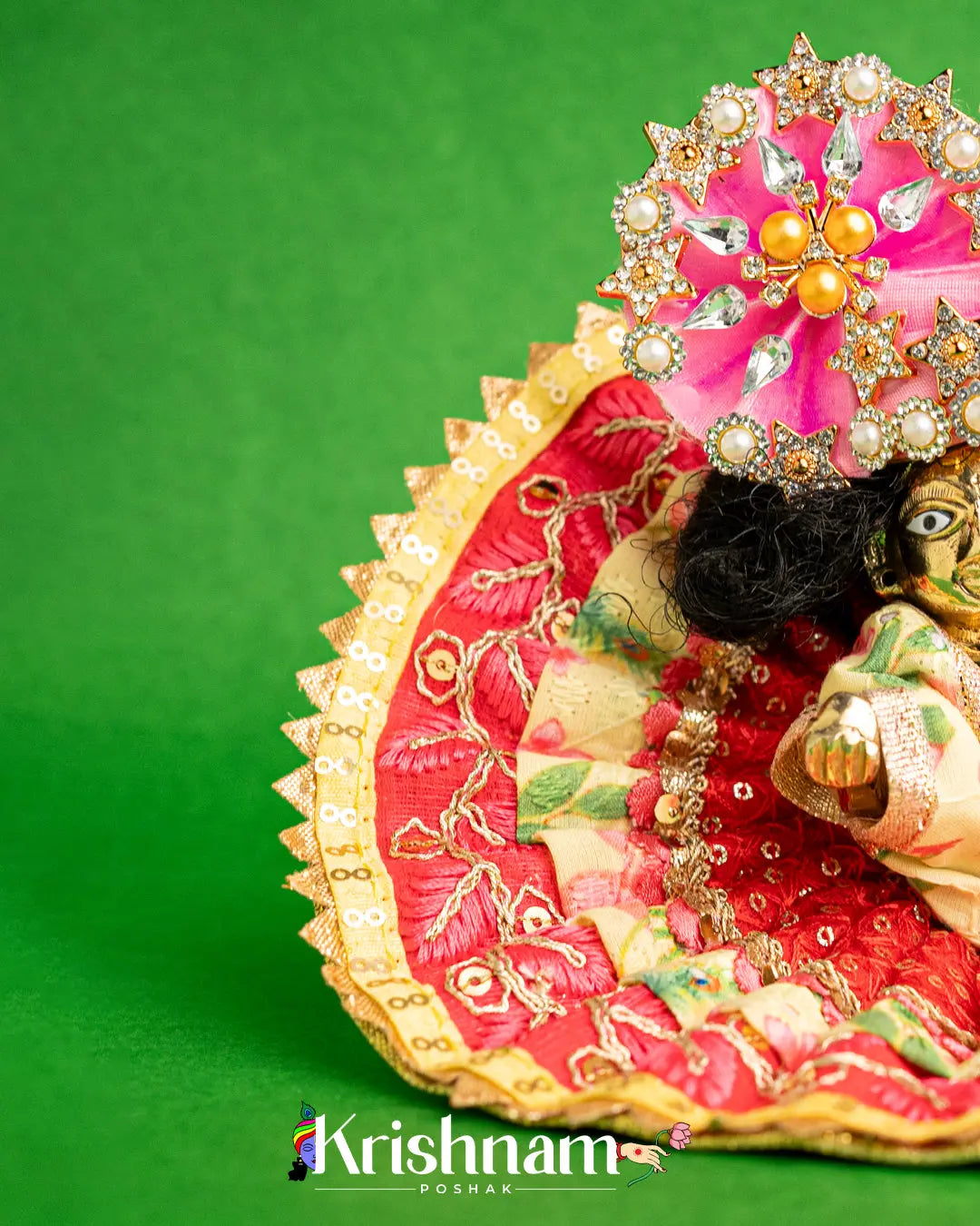 Cotton Red Dress For Laddu Gopal (Without Pagdi ) - Krishnam Poshak