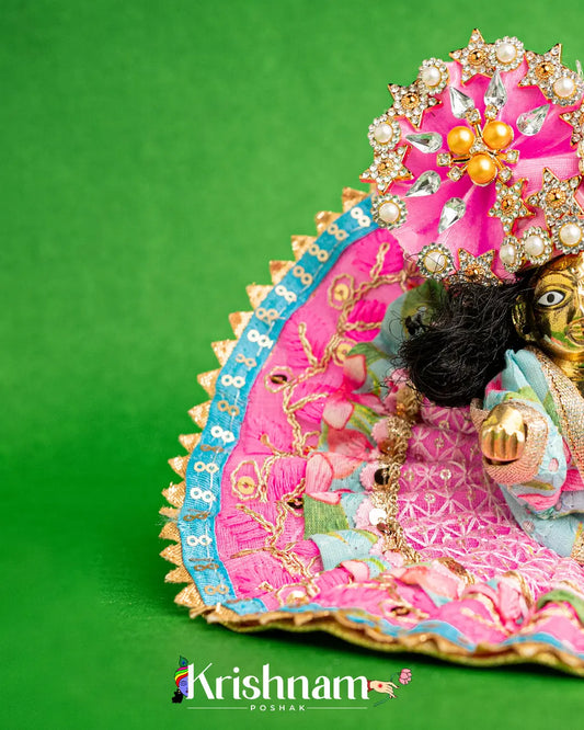 Cotton Baby Pink Dress For Laddu Gopal (Without Pagdi ) - Krishnam Poshak