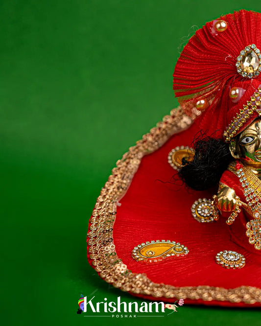 Red Net Dress for Laddu Gopal (Pagdi Included) - Krishnam Poshak