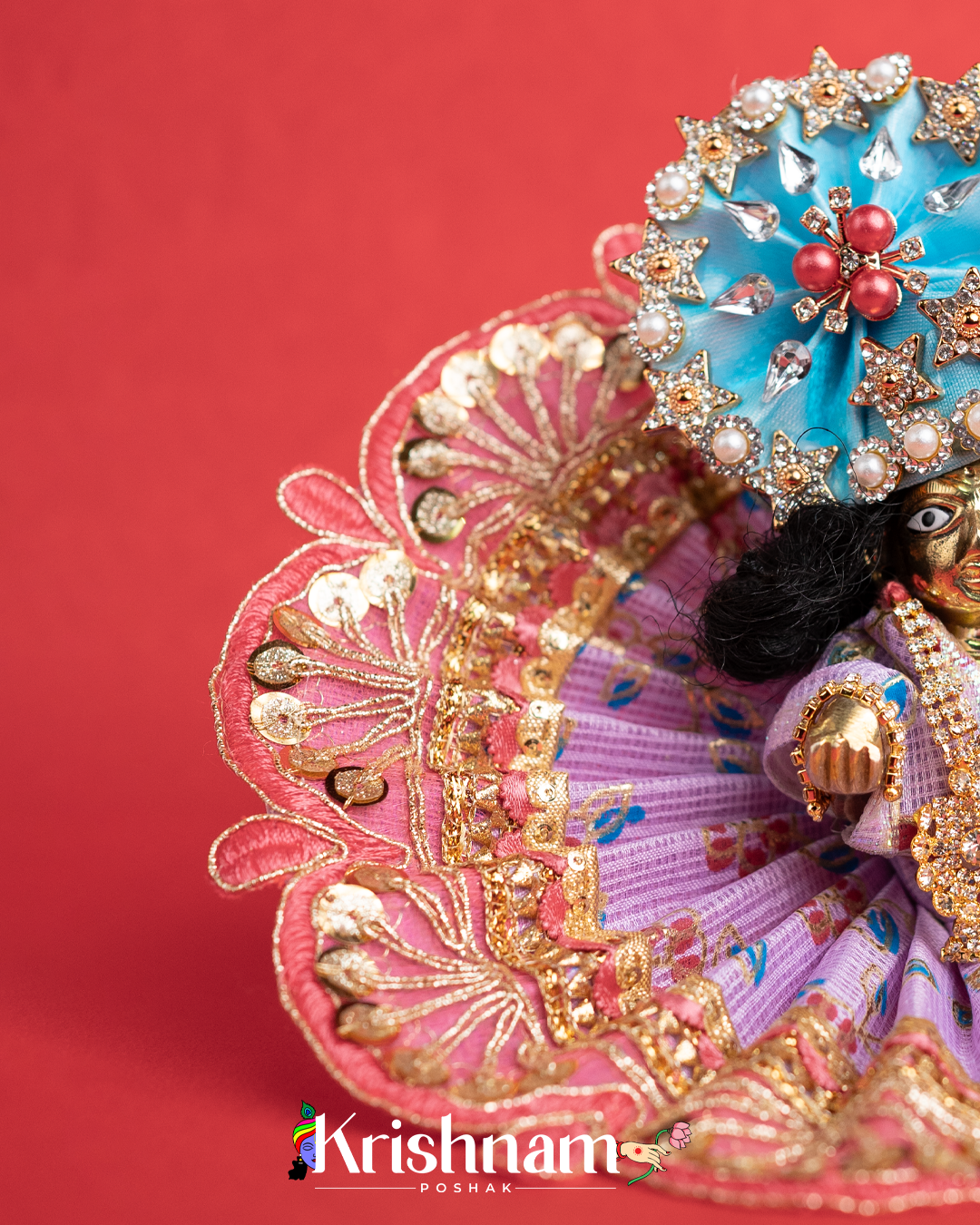 Purple Kota Doria Dress for Laddu Gopal (Pagdi Not Included)
