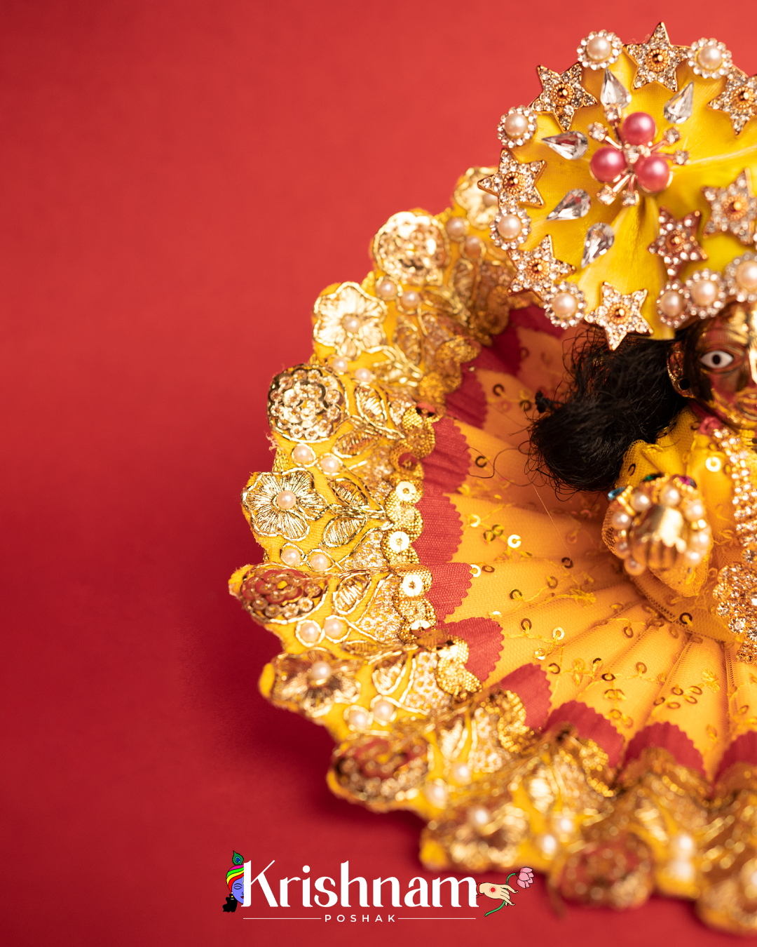Yellow Dress With Gotta for Laddu Gopal (Pagdi Not Included)
