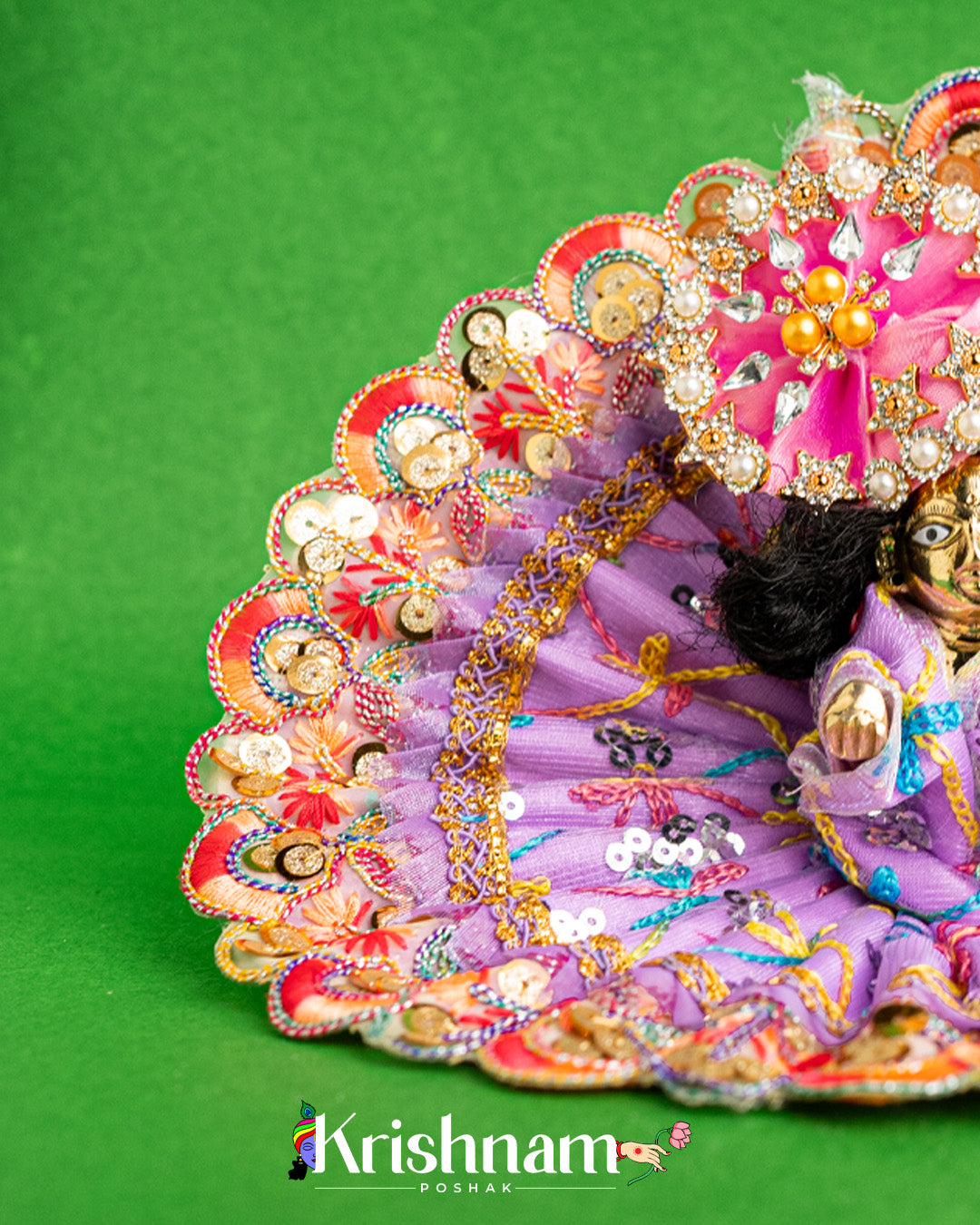 Net Purple Dress With Thread work For Laddu Gopal (Without Pagdi )