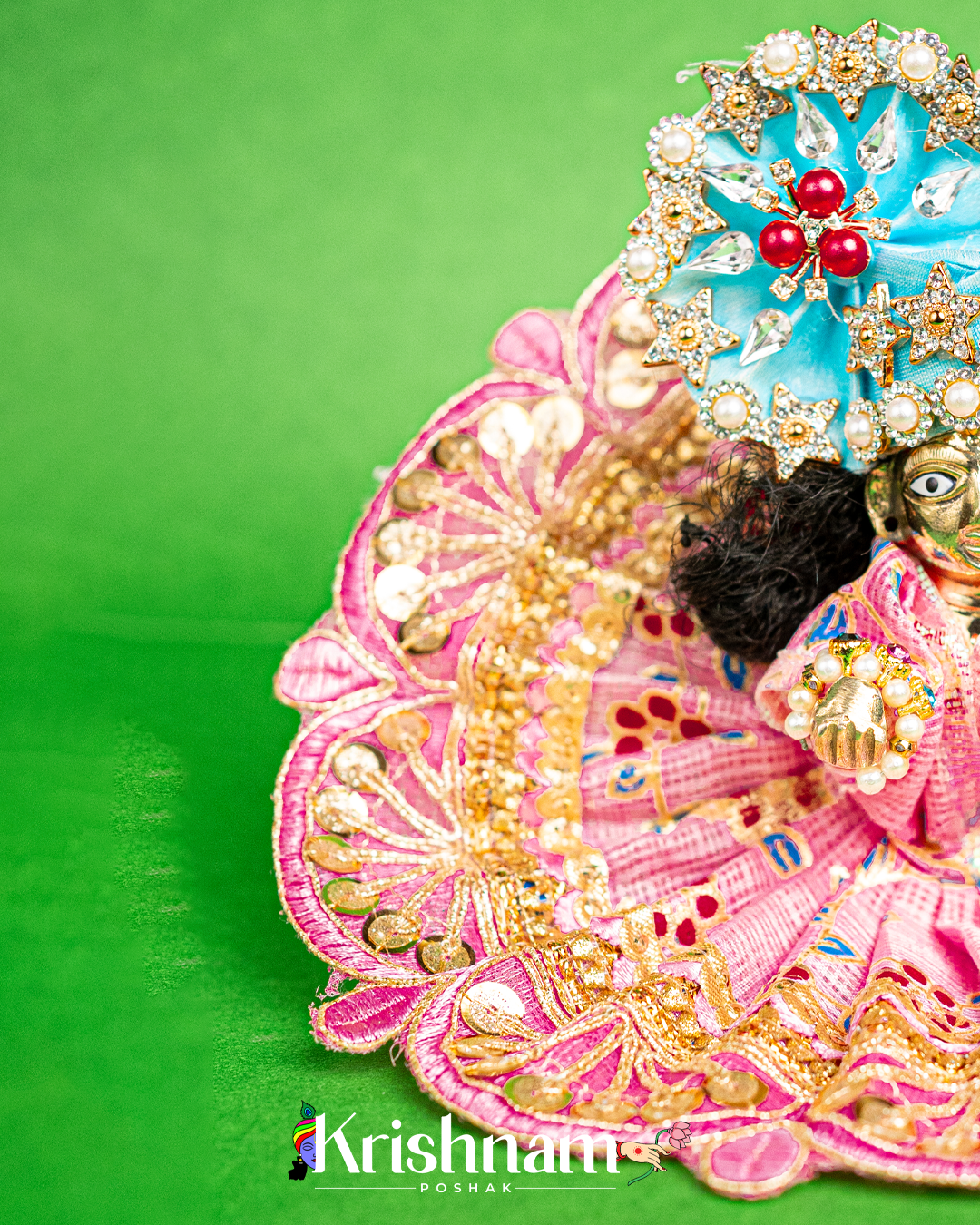 Baby Pink Kota Doria Dress for Laddu Gopal (Pagdi Not Included)