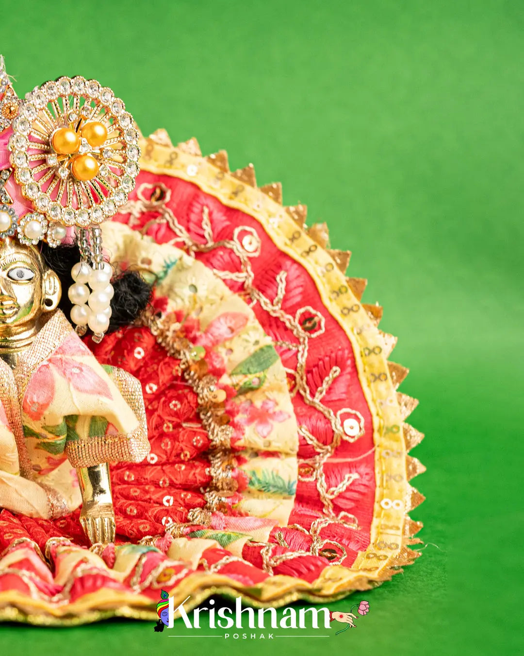 Cotton Red Dress For Laddu Gopal (Without Pagdi ) - Krishnam Poshak