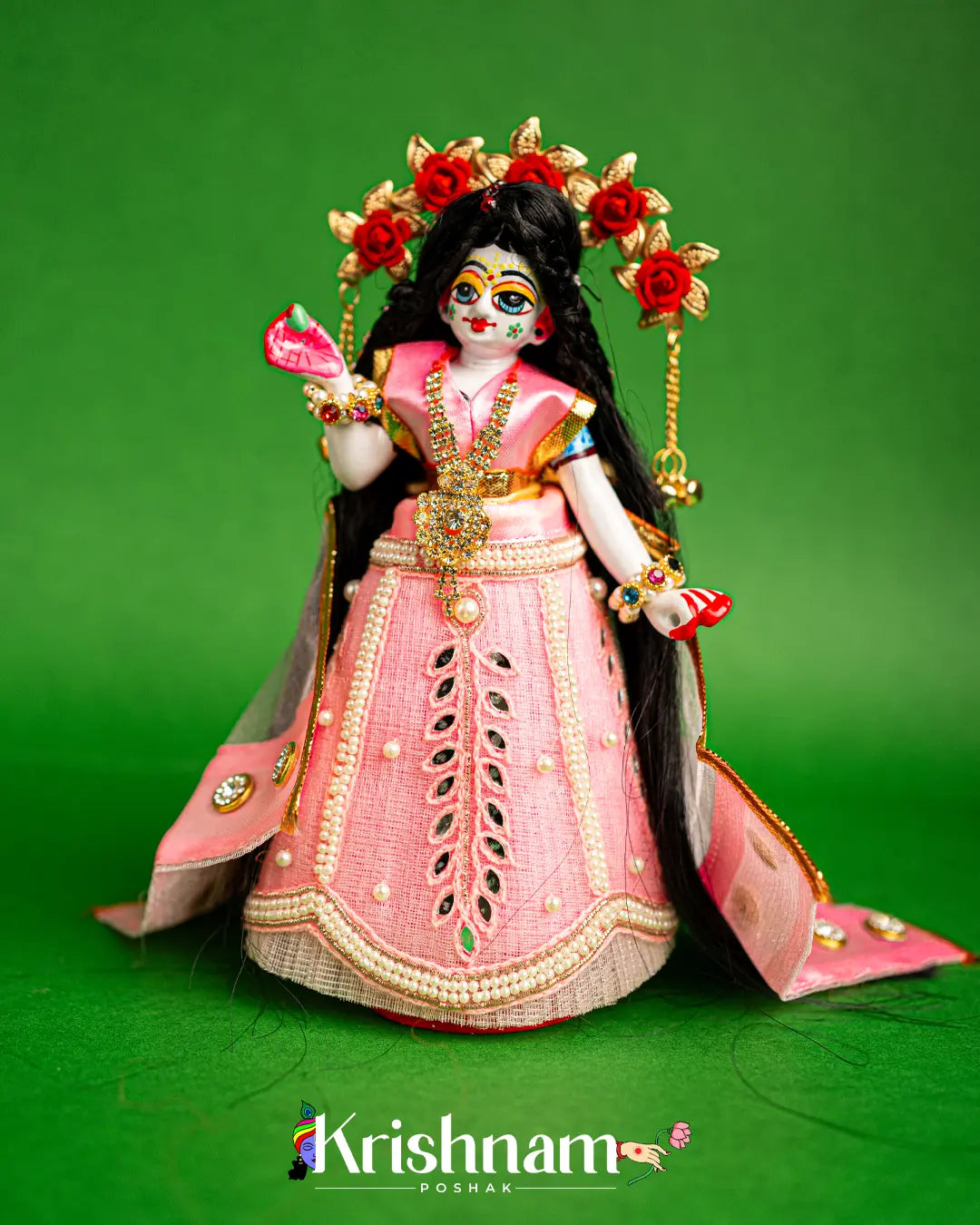 "Exquisite Handmade Baby Pink Radha Krishna Dresses - Crafted with Love in Kolkata" (Dress Only) (Pagdi Not Included) Krishnam Poshak