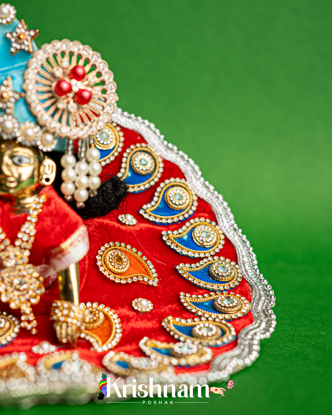 Red Soft Velvet Heavy Dress for Laddu Gopal (Patka Included & Pagdi Not Included)
