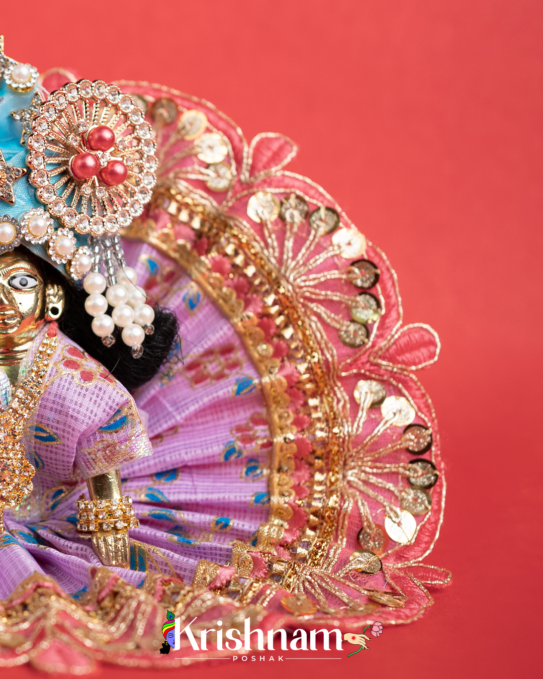 Purple Kota Doria Dress for Laddu Gopal (Pagdi Not Included)