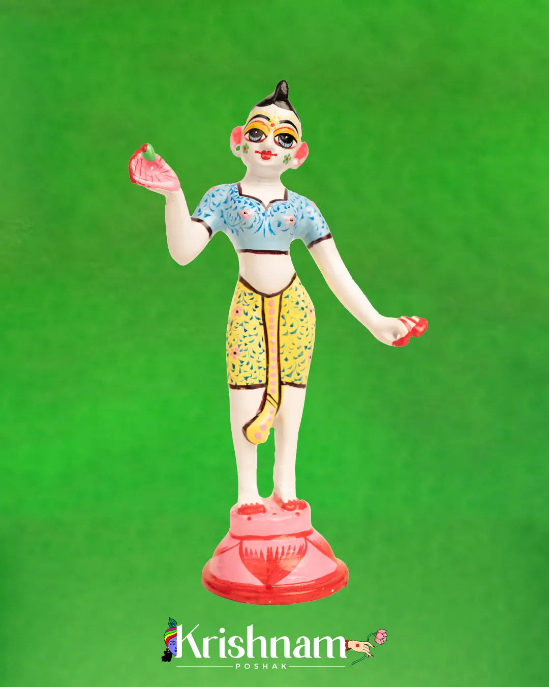 Brass Radha Krishna Idol With Tribhanga Posture (9 Inch) (5No) Krishnam Poshak