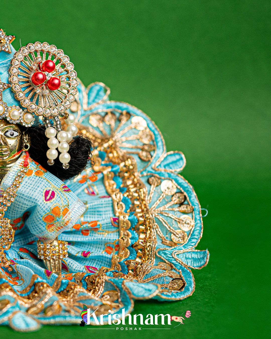 Blue Kota Doria Dress for Laddu Gopal Poshak (Pagdi Not Included)