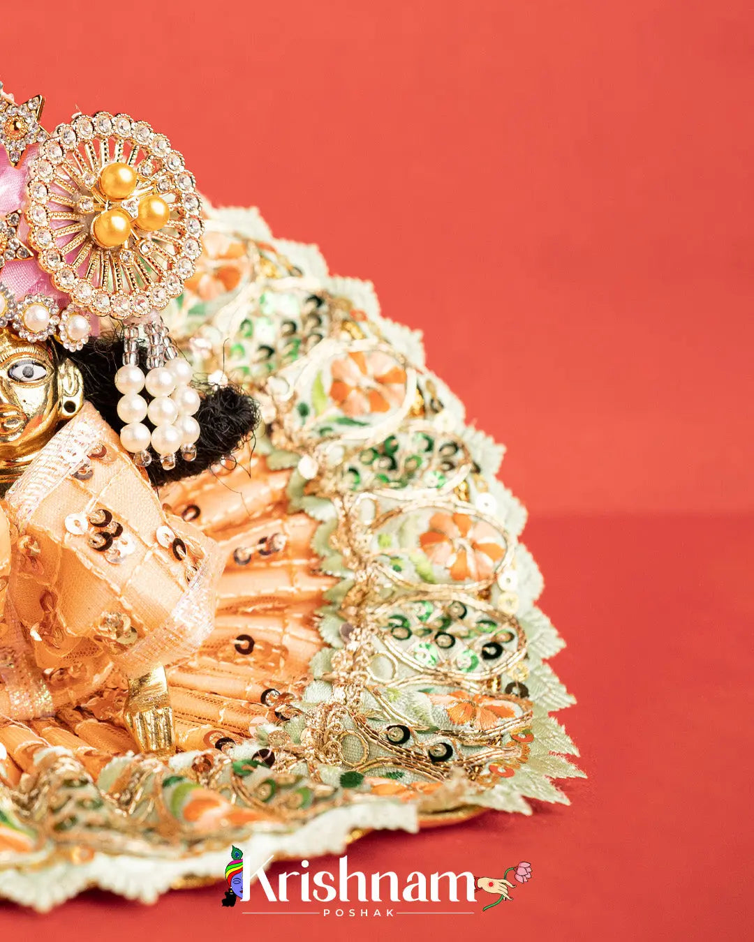 Orange Net Dress For Laddu Gopal (Without Pagdi ) - Krishnam Poshak