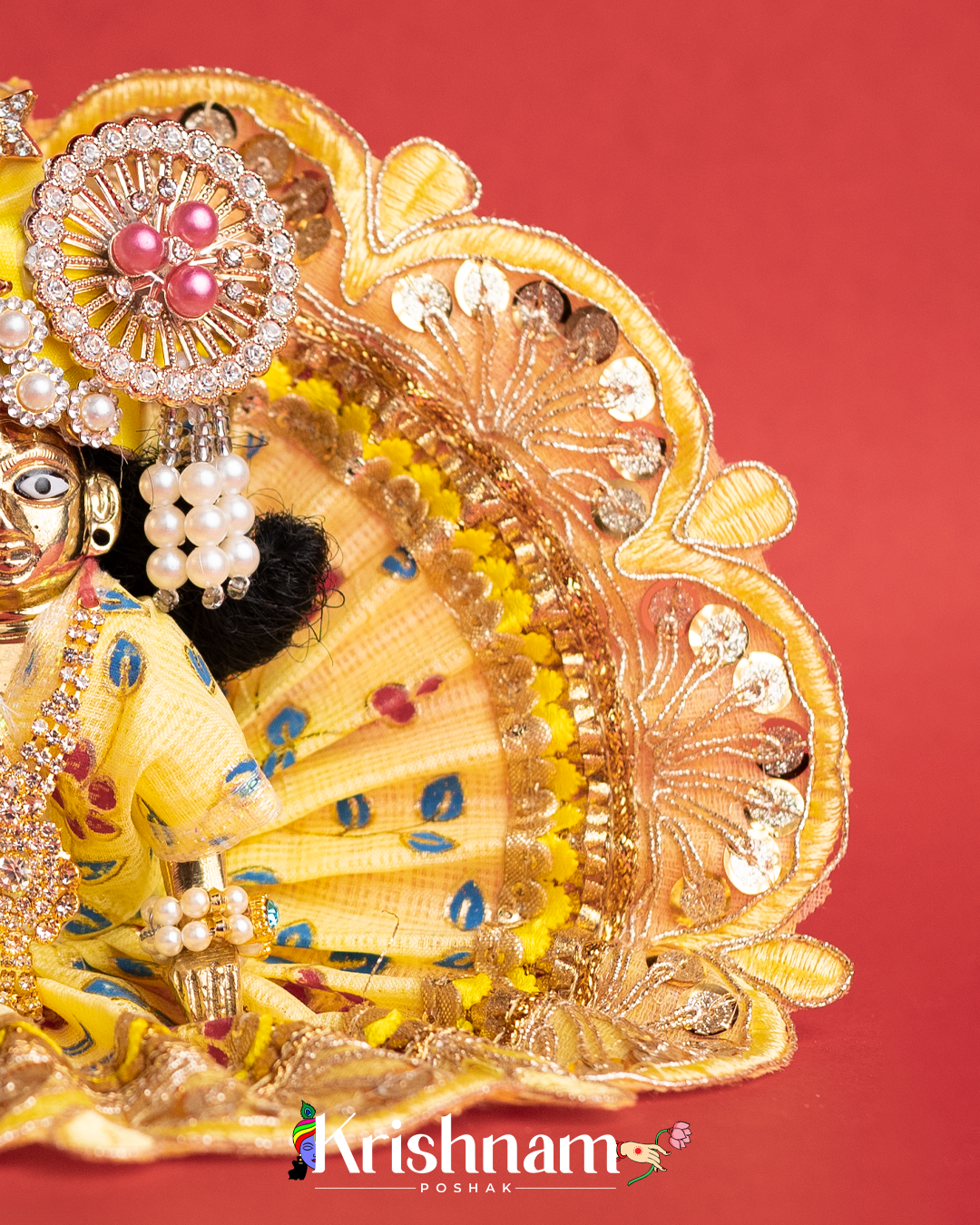 Yellow Kota Doria Dress for Laddu Gopal (Pagdi Not Included)
