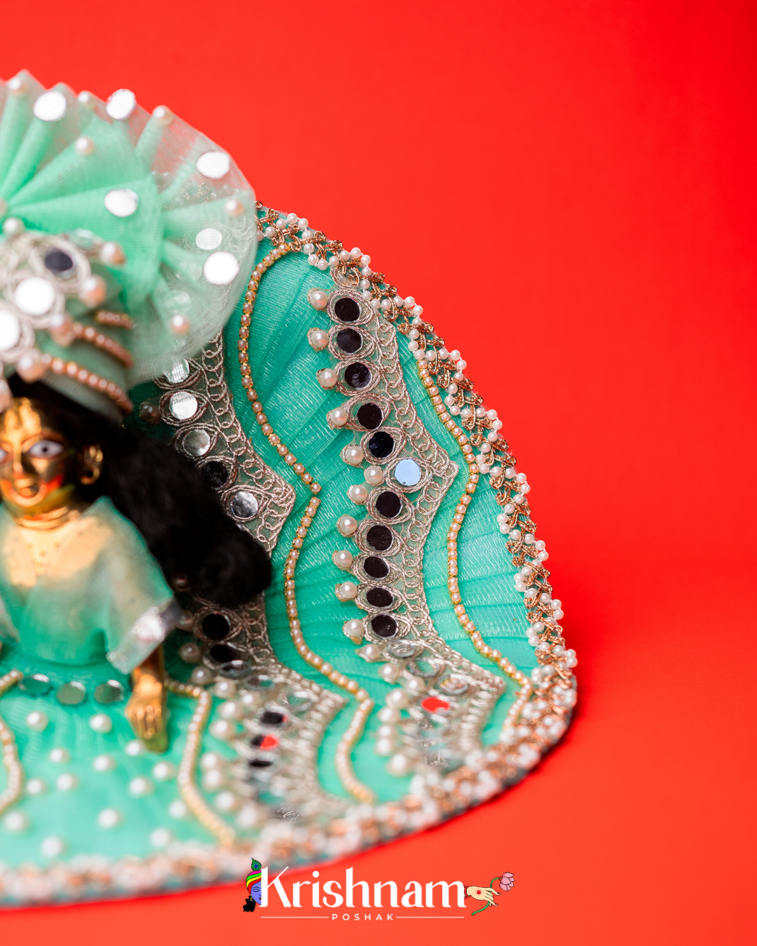 Cyan Mirror Heavy dress for laddu gopal ji Krishnam Poshak