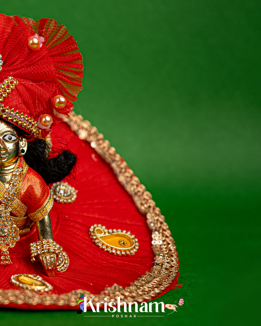 Red Net Dress for Laddu Gopal (Pagdi Included)