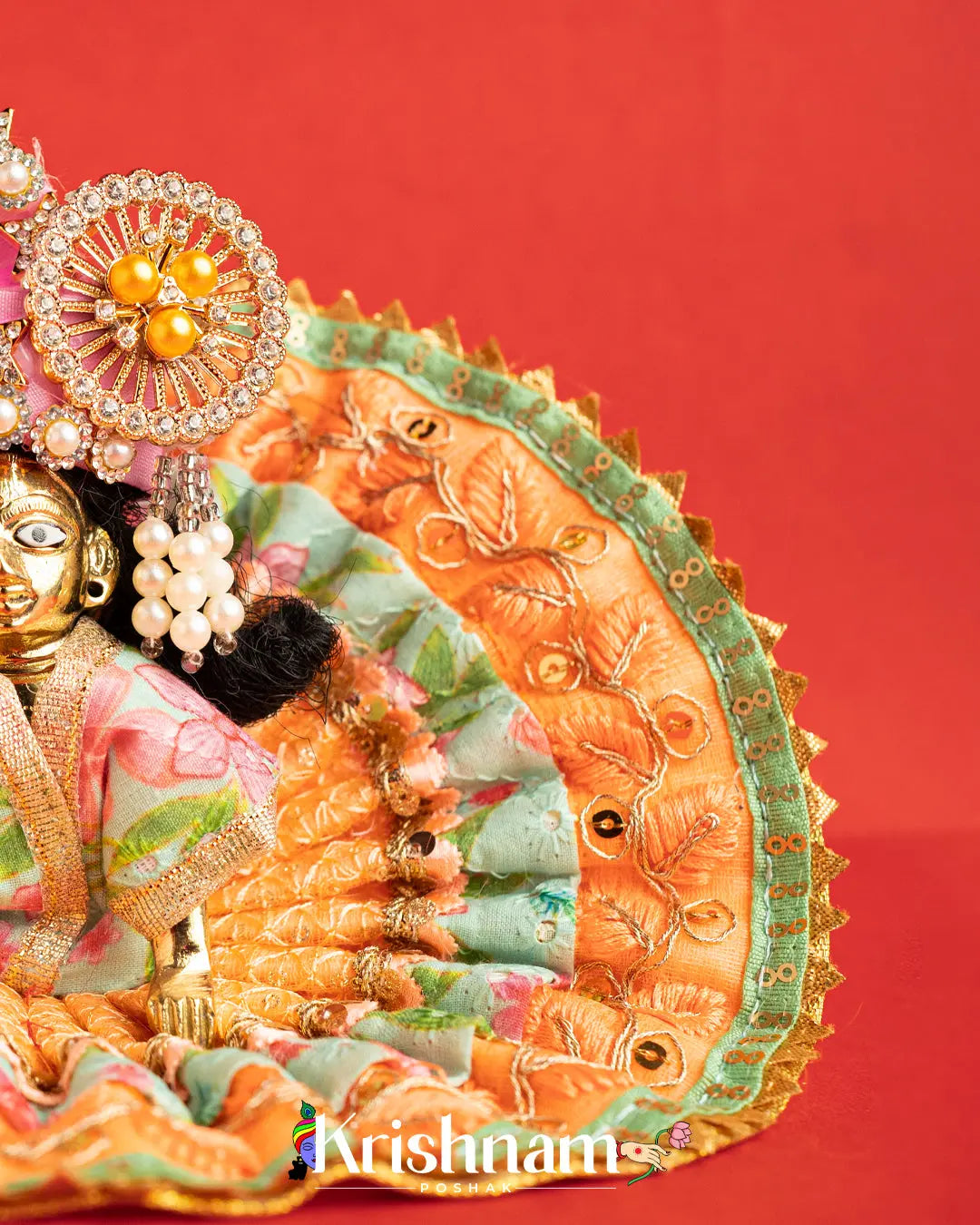 Cotton Orange Dress For Laddu Gopal (Without Pagdi ) - Krishnam Poshak