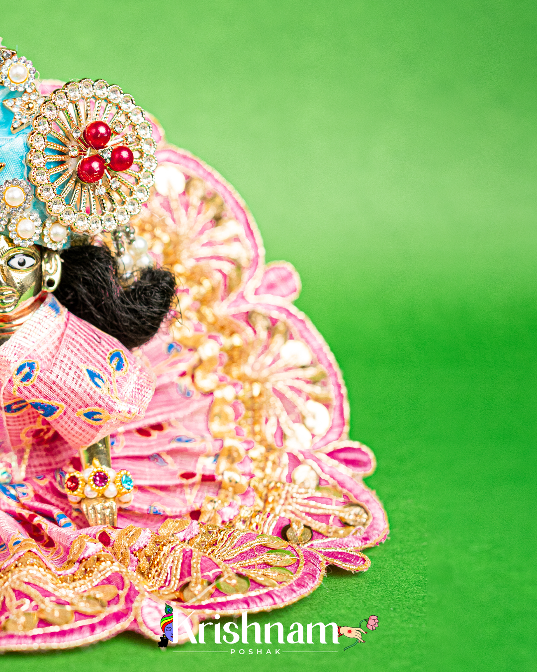 Baby Pink Kota Doria Dress for Laddu Gopal (Pagdi Not Included)