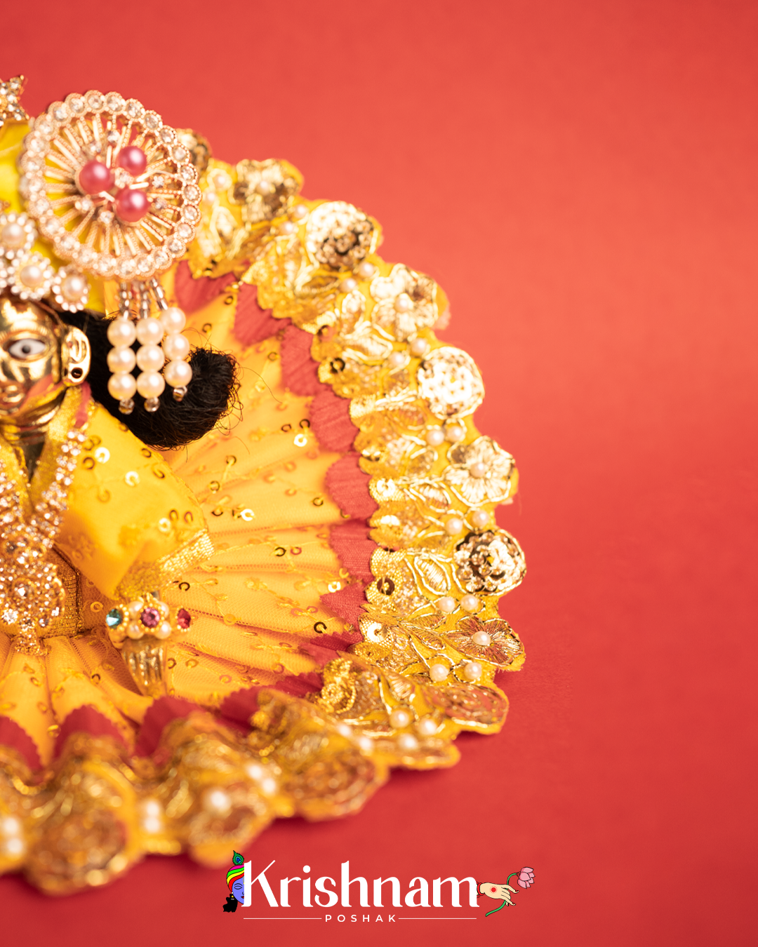 Yellow Dress With Gotta for Laddu Gopal (Pagdi Not Included)