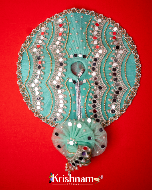 Cyan Mirror Heavy dress for laddu gopal ji Krishnam Poshak