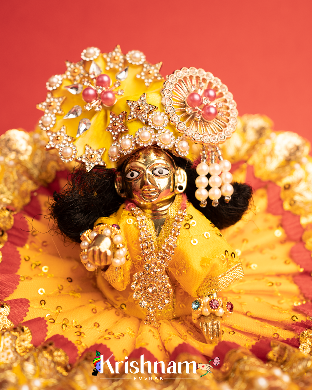Yellow Dress With Gotta for Laddu Gopal (Pagdi Not Included)