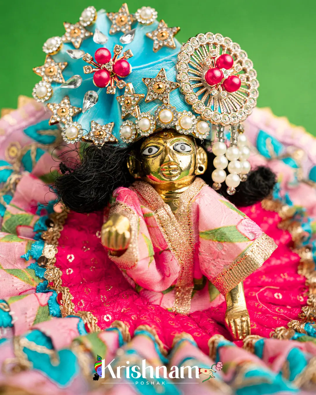 Cotton Pink Dress For Laddu Gopal (Without Pagdi ) - Krishnam Poshak