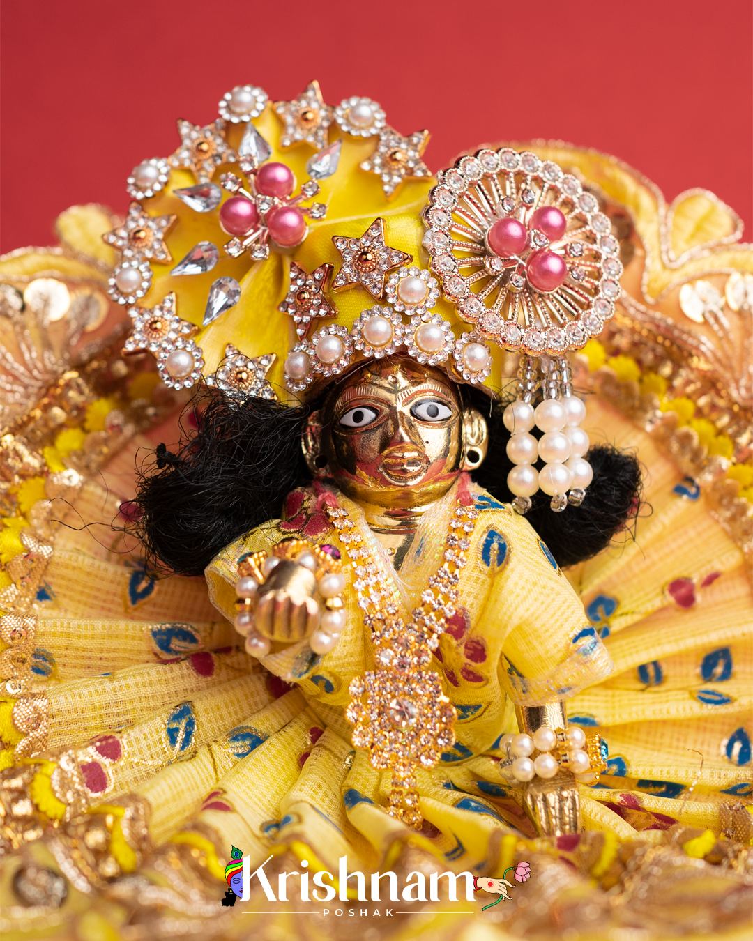 Yellow Kota Doria Dress for Laddu Gopal (Pagdi Not Included)