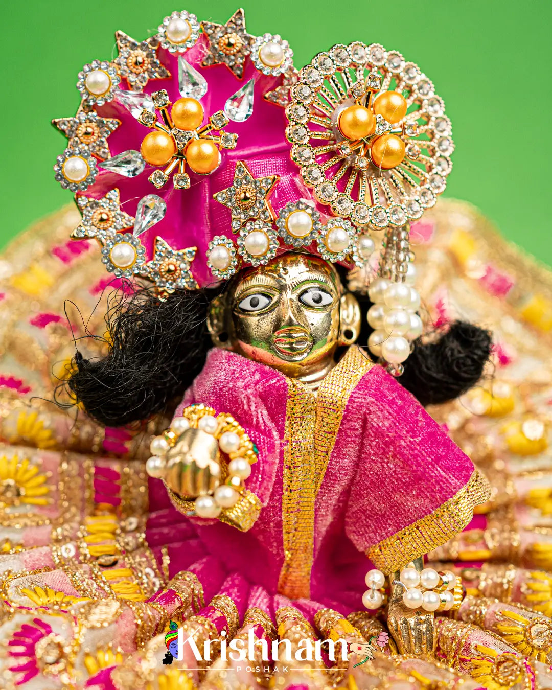 Velvet Pink Dress for Laddu Gopal (Pagdi Not Included) Krishnam Poshak