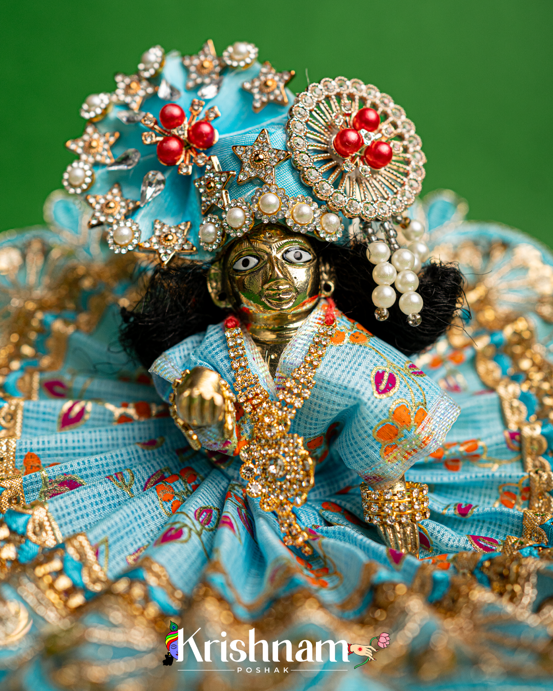 Blue Kota Doria Dress for Laddu Gopal Poshak (Pagdi Not Included)