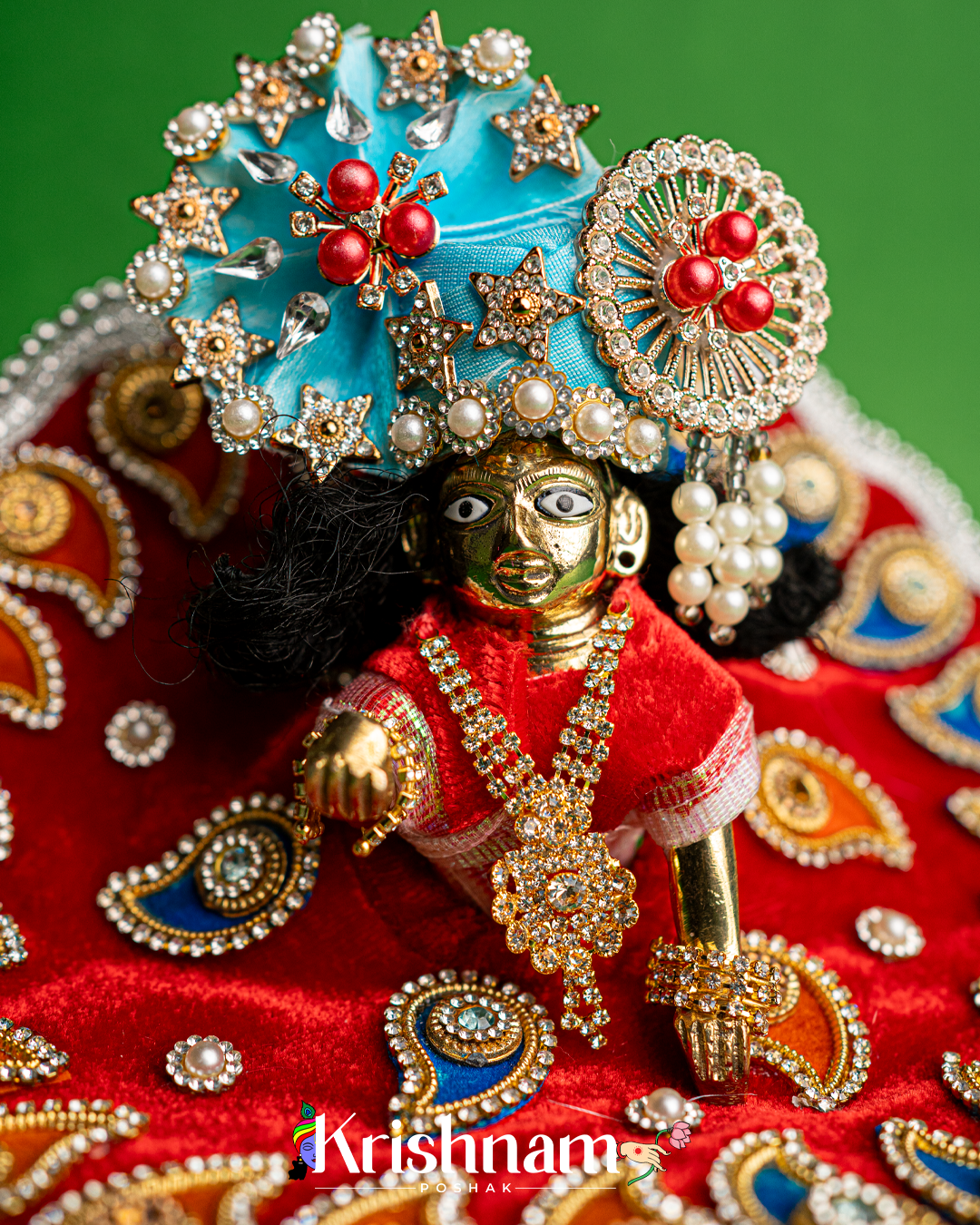 Red Soft Velvet Heavy Dress for Laddu Gopal (Patka Included & Pagdi Not Included)