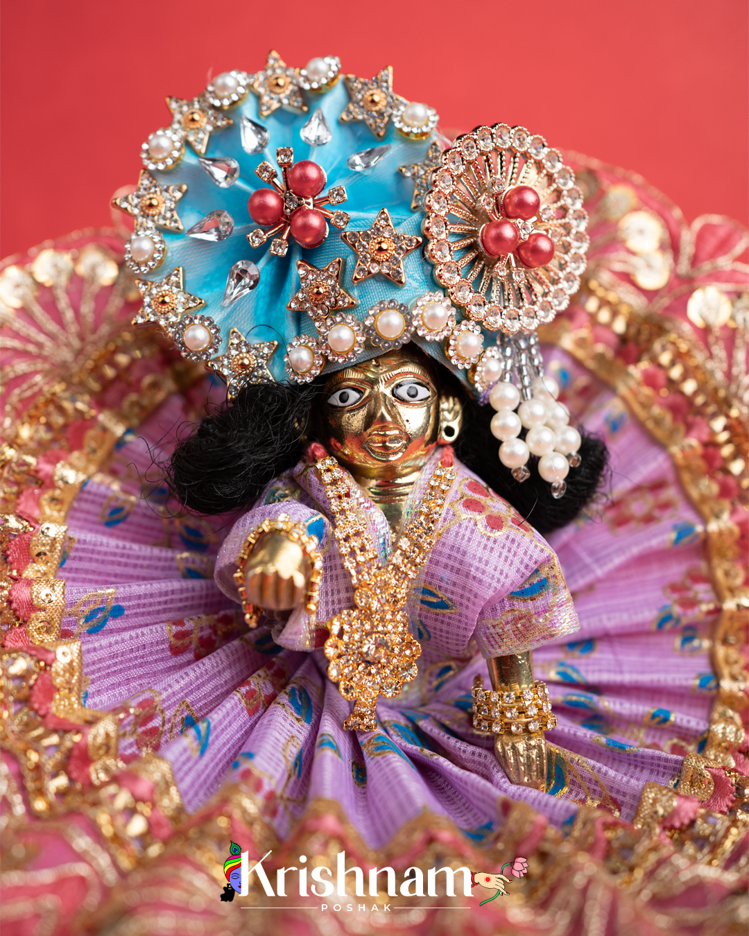 Purple Kota Doria Dress for Laddu Gopal (Pagdi Not Included)