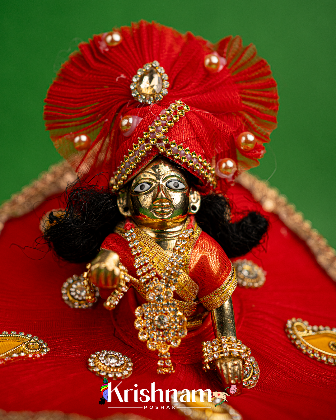 Red Net Dress for Laddu Gopal (Pagdi Included)