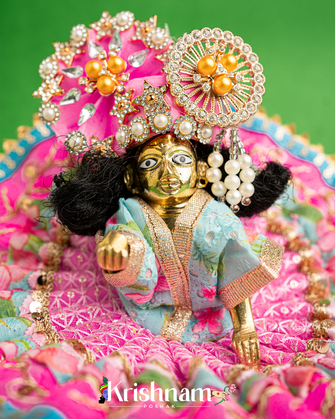 Cotton Baby Pink Dress For Laddu Gopal (Without Pagdi )