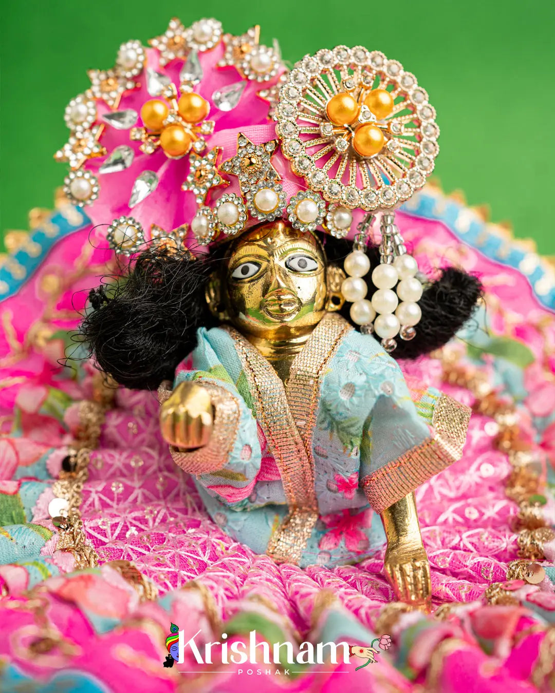 Cotton Baby Pink Dress For Laddu Gopal (Without Pagdi ) - Krishnam Poshak