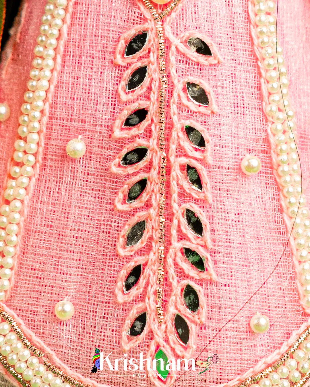 "Exquisite Handmade Baby Pink Radha Krishna Dresses - Crafted with Love in Kolkata" (Dress Only) (Pagdi Not Included) Krishnam Poshak