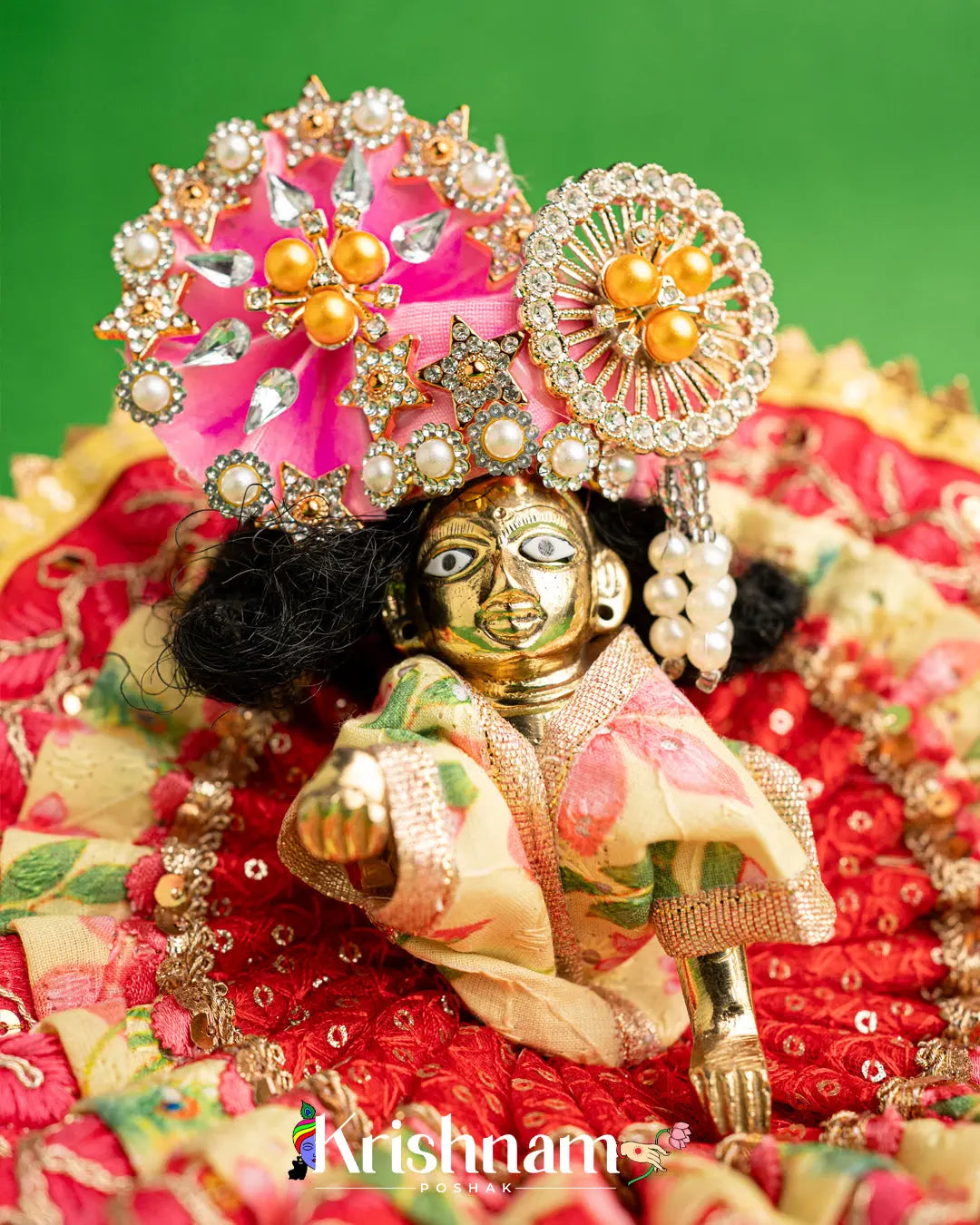Cotton Red Dress For Laddu Gopal (Without Pagdi ) - Krishnam Poshak