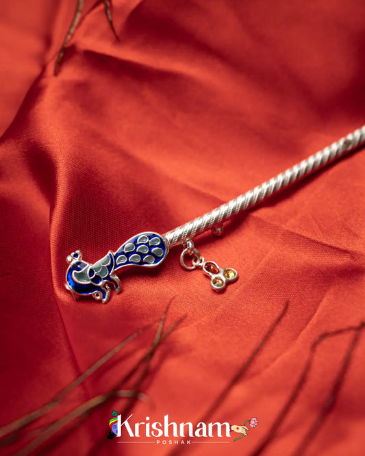 Elegant Holy Silver Handmade Lord Krishna flute, Laddu Gopala Flute (15.5 Grams Approx.) - Krishnam Poshak